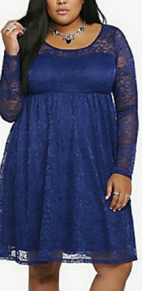 torrid Dresses & Skirts - Navy lace long sleeve Torrid dress size 2
